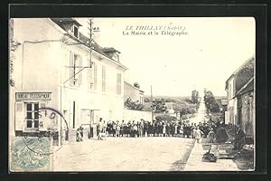 Carte postale Le Thillay, La Mairie et le Telegraphe
