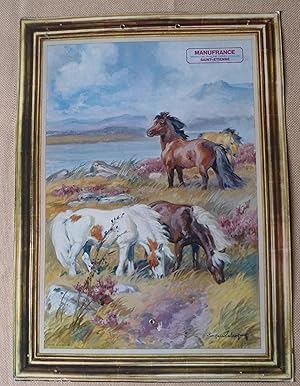 Seller image for Calendrier Manufrance illustr en couleurs , 29,4 x 40,5 cms , Groupe de Poneys Shetland for sale by Benot HENRY