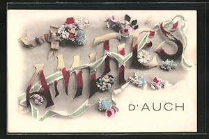 Carte postale Auch, des fleursgrüsse aus der Ortschaft