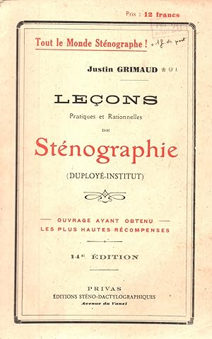 Seller image for Lecons pratiques et rationnelles de stenographie for sale by JP Livres