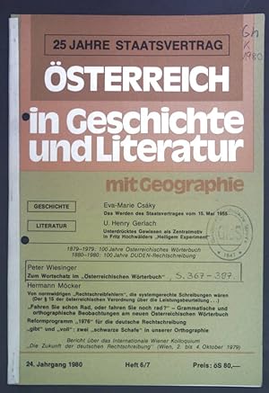 Image du vendeur pour Zum Wortschatz im "sterreichischen Wrterbuch" - aus: sterreich in Geschichte und Literatur 24. Jahrgang 1980/7. mis en vente par books4less (Versandantiquariat Petra Gros GmbH & Co. KG)