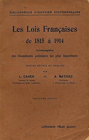 Bild des Verkufers fr Les lois franaises de 1815  1914 / Cahen / Mathiez / Rf29346 zum Verkauf von JLG_livres anciens et modernes