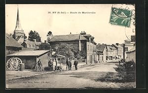 Carte postale Ry, Route de Martinville, vue de la rue im Ort