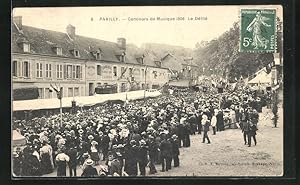Carte postale Pavilly, Concours de Musique 1906, Le Défilé