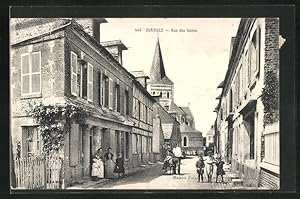 Carte postale Ourville, Rue des Dames, vue de la rue