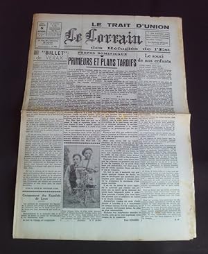 Le trait d'union des réfugiés de l'Est - Le lorrain - N°38 8 Novembre 1941