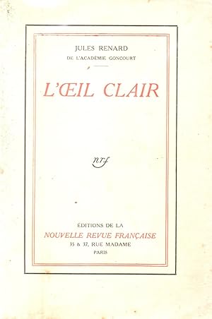 Seller image for L'oeil clair for sale by JP Livres