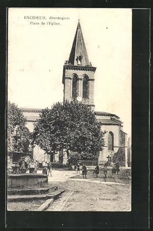 Carte postale Excideuil, Place de l`Eglise