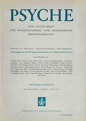 Imagen del vendedor de Referatenheft. 4. Heft; Juli 1957. XI. Jg. Psyche. Eine Zeitschrift fr psychologische und medizinische Menschenkunde. a la venta por Fundus-Online GbR Borkert Schwarz Zerfa