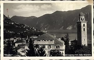 Ansichtskarte / Postkarte Lugano Kanton Tessin Schweiz, Visto dalla Stazione, Aquila Hotel Adler