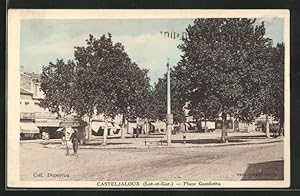 Carte postale Casteljaloux, Place Gambetta