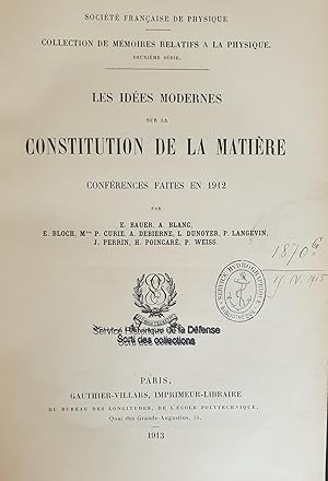 LES IDEES MODERNES SUR LA CONSTITUTION DE LA MATIERE