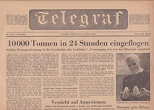 Telegraf. Sonntag, 17. April 1949. Nr. 90 B, 4. Jahrgang. Original-Zeitung.