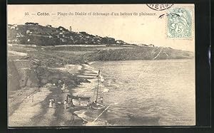 Carte postale Cette, Place du Diable et échouage d'un bateau de plaisance