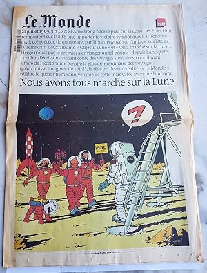 Imagen del vendedor de Supplment du journal " Le Monde " de 2009,Tintin : Nous avons tous march sur la Lune. a la venta por Librairie Victor Sevilla