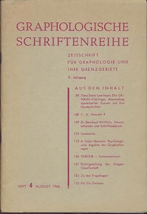 Graphologische Schriftenreihe. Zeitschrift für Graphologie und ihre Grenzgebiete. 8. Jahrgang, He...