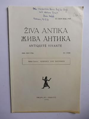 Aus ZIVA ANTIKA - ANTIQUITE VIVANTE God. XXVI SV. 2 TOM: AUSONIUS UND SUETONIUS + AUTOGRAPH *.