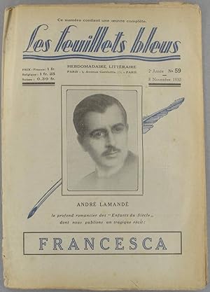 Bild des Verkufers fr Francesca, par Andr Lamand. Suivi de : Nous ne savons qu'aimer par Simone Berson (suite). 8 novembre 1930. zum Verkauf von Librairie Et Ctera (et caetera) - Sophie Rosire