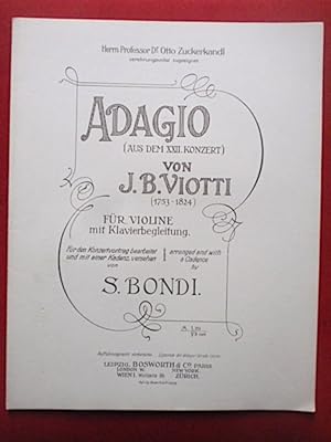 Image du vendeur pour Adagio (aus dem XXII. Konzert) fr Violine mit Klavierbegleitung. mis en vente par Antiquariat Klabund Wien