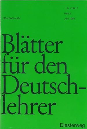 Seller image for Bltter fr den Deutschlehrer Heft 2 / 1988 u.a. Authentische Texte und funktionale Grammatik im Deutschunterricht for sale by Versandantiquariat Nussbaum