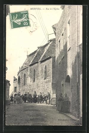 Carte postale Murviel, Rue de l`Église, vue de la rue