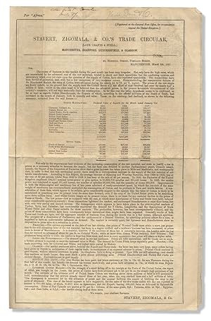 Stavert, Zigomala, & Co.'s Trade Circular. [1857 Textile Trade Report with Prices; with an 1859 M...