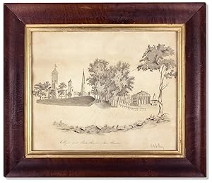 Colleges, and State House, New Haven. [caption of original drawing of Yale College and the Connec...