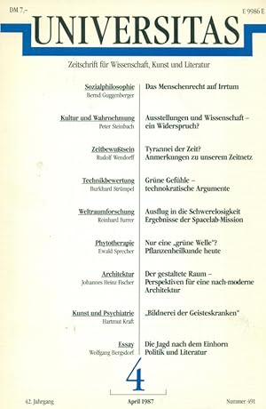 Image du vendeur pour Universitas 4, April 1987. Zeitschrift fr Wissenschaft, Kunst und Literatur. mis en vente par Online-Buchversand  Die Eule