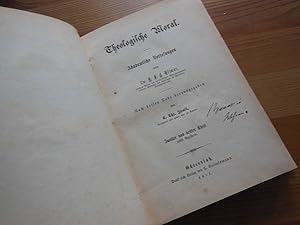 Bild des Verkufers fr Theologische Moral. Akad. Vorlesungen. Von A(ugust) F(riedrich) C(hristian) Vilmar. Nach dessen Tode hrsg. v. C. C. Israel. zum Verkauf von Antiquariat Hamecher