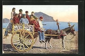 Immagine del venditore per Cartolina Italienische Familie mit Eselgespann am Meer venduto da Bartko-Reher