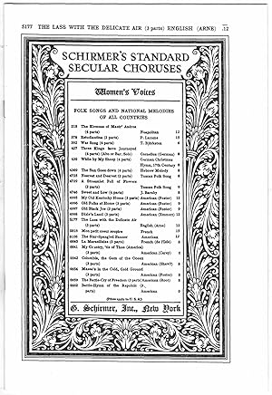 Imagen del vendedor de THE LASS WITH THE DELICATE AIR (for Three-Part Chorus of Women's Voices, with Piano accompaniment) a la venta por SUNSET BOOKS