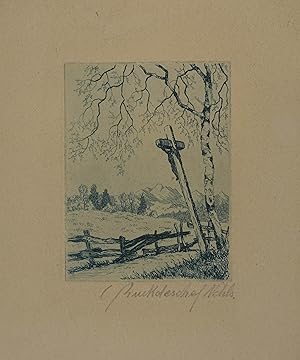 Radierung "Fromme Landschaft", rechts unten mit Bleistift signiert "C. Ruckdeschel Nchls.", am li...