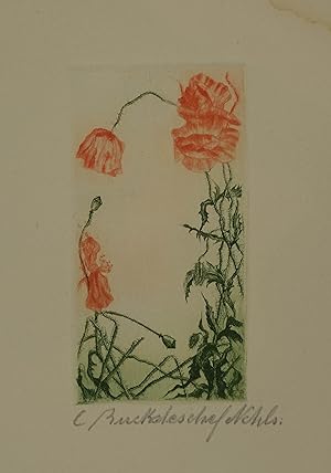 Farbradierung "Klatschmohn und Elfe", rechts unten mit Bleistift signiert "C. Ruckdeschel Nchls."...