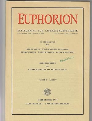 EUPHORION Zeitschrift für Literaturgeschichte. 70. Band, 1. Heft 1976