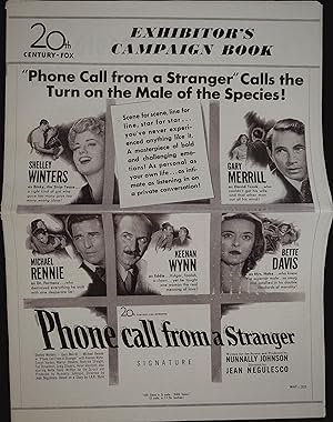 Bild des Verkufers fr Phone Call From a Stranger Pressbook 1952 Bette Davis, Shelley Winters zum Verkauf von AcornBooksNH