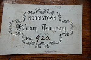 Norristown Library Company. Ex Libria Bookplate. Pennsylvania, USA