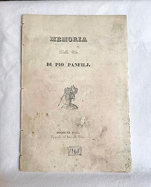 Immagine del venditore per MEMORIA DELLA VITA DI PIO PANFILJ venduto da Accademia degli Erranti di Vada Monica