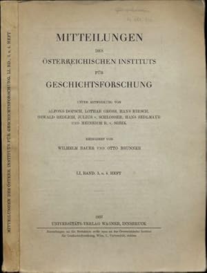 Bild des Verkufers fr Mitteilungen des sterreichischen Instituts fr Geschichtsforschung Band LI (51), 3. und 4. Heft. zum Verkauf von Versandantiquariat  Rainer Wlfel