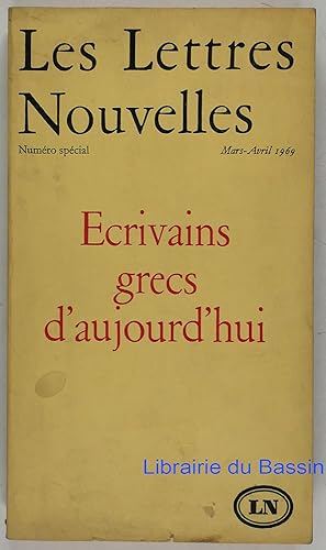 Les Lettres Nouvelles Mars-Avril 1969 Numéro spécial Ecrivains grecs d'aujourd'hui