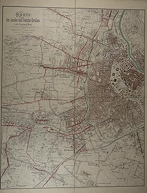 Karte der Landes- und Bezirks-Strassen in der Umgebung Wien`s. Lithographierte Karte in 4 Segment...
