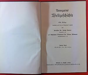 Imagen del vendedor de Annegarns Weltgeschichte in neun Bnden. 2. BAND. Geschichte der Griechen. Elfte Auflage. a la venta por biblion2