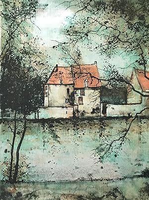 Image du vendeur pour Maison sur l'eau - Lithographie signe de Bernard Gantner mis en vente par L'Edition d'Art Henri Piazza