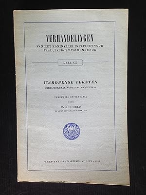 Imagen del vendedor de Waropense Teksten, Geelvinkbaai, Noord-Nieuw-Guinea, Verhandelingen van het Koninklijk Instituut voor Taal-Land- en Volkendkunde, Deel XX a la venta por Stadion Books