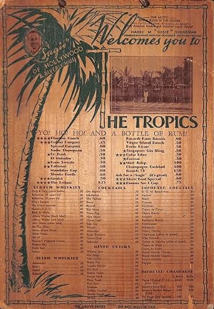 "Sugie" Of Hollywood & Beverly Hills The Tropics Menu