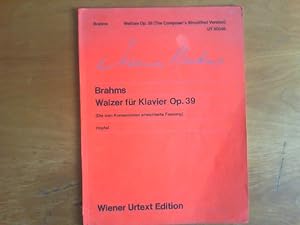 Immagine del venditore per Walzer fr Klavier Opus 39. Die vom Komponisten erleichterte Fassung. Nach dem Autograph, der Stichvorlage und der Originalausgabe herausgegeben und mit Fingerstzen versehen von Hans Hpfel. UT 50046. venduto da Buch-Galerie Silvia Umla