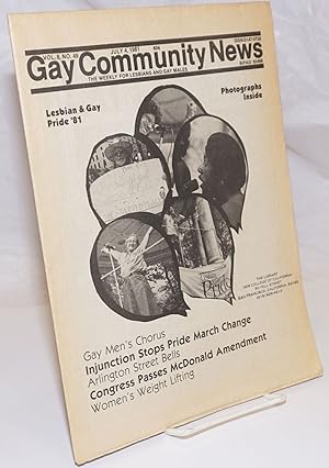 Image du vendeur pour GCN: Gay Community News; the weekly for lesbians and gay males; vol. 8, #49, July 4, 1981; Lesbian & Gay Pride '81 mis en vente par Bolerium Books Inc.