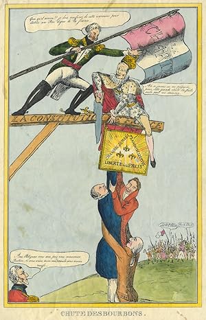 KARIKATUR. - Julirevolution von 1830. "Chute des Bourbons". König Louis-Philippe I. (1773-1850) s...