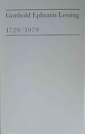 Image du vendeur pour Gotthold Ephraim Lessing : 1729 - 1979. Inter Nationes mis en vente par Logo Books Buch-Antiquariat