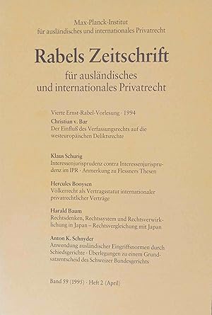 Seller image for Rabels Zeitschrift - fr auslndisches und internationales Privatrecht Vierte Ernst-Rabel-Vorlesung 1994 for sale by Logo Books Buch-Antiquariat