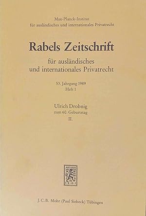 Bild des Verkufers fr Rabels Zeitschrift fr auslndisches und internationales Privatrecht Ulrich Drobnig zum 60. Geburtstag II. zum Verkauf von Logo Books Buch-Antiquariat